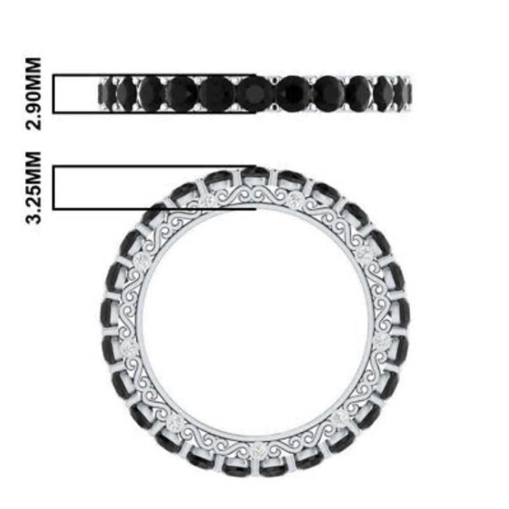 925 Silver Black Sapphire Eternity Ring - Picture 6 of 8